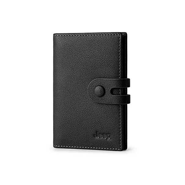 Jeep Top Grain Cow Leather Leather Clip Wallet Card Holder Regular Men's Black-2