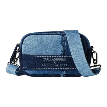 KARL LAGERFELD Amber Valletta Collaboration Cotton Camera Bags Crossbody Bag Shoulder Bag Women's Blue