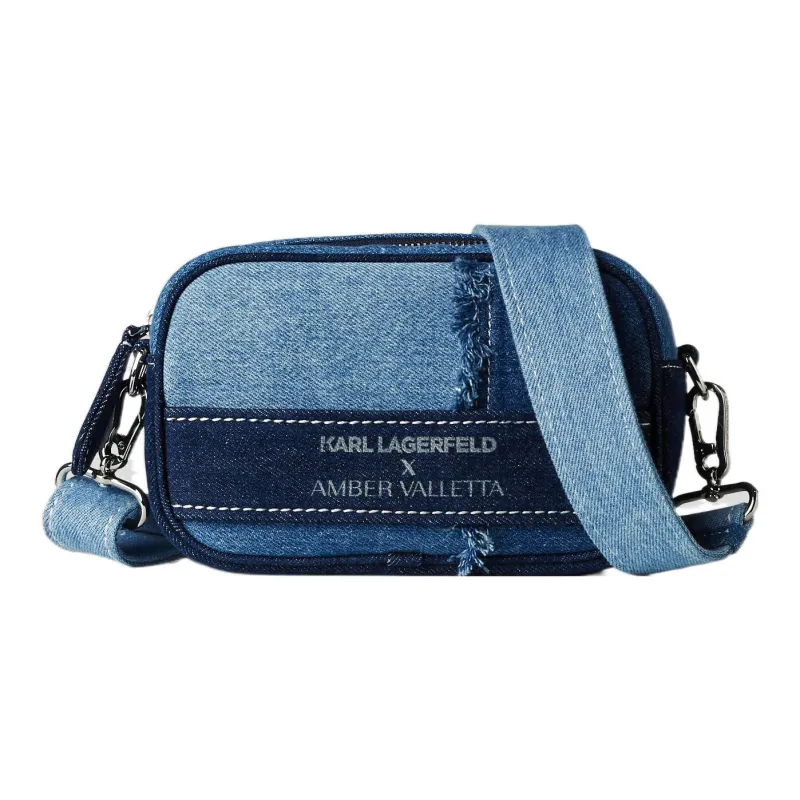 KARL LAGERFELD Amber Valletta Collaboration Cotton Camera Bags Crossbody Bag Shoulder Bag Women's Blue-0
