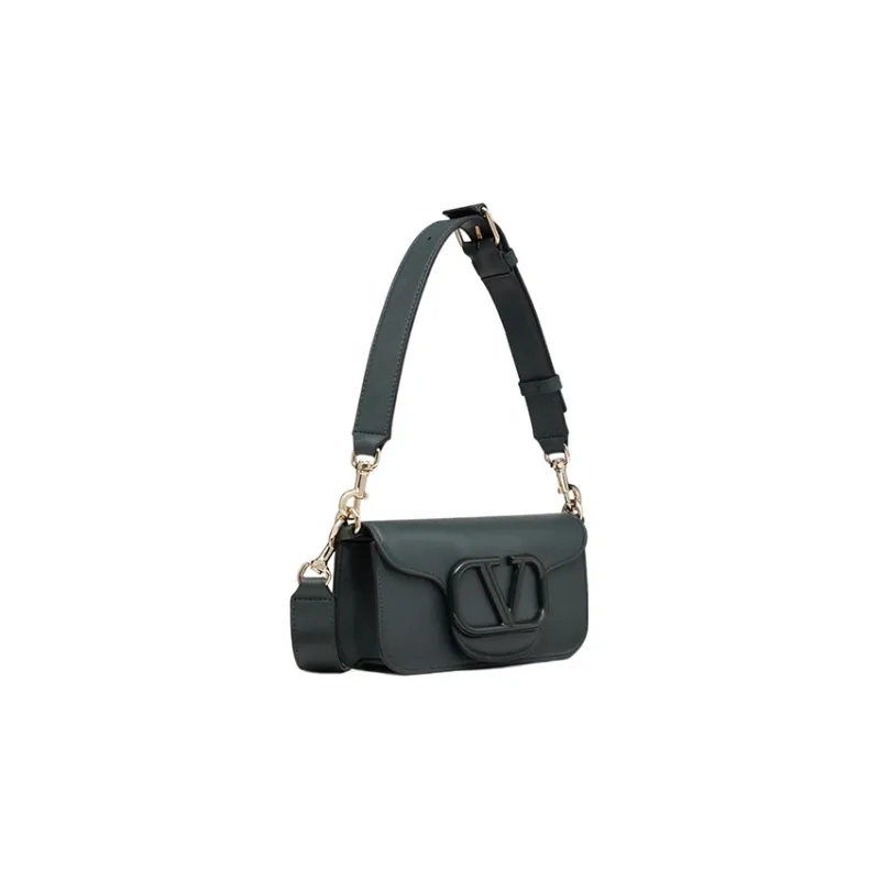 Valentino Locò Calfskin Portable Crossbody Bag, Shoulder Bag Men's Green-1
