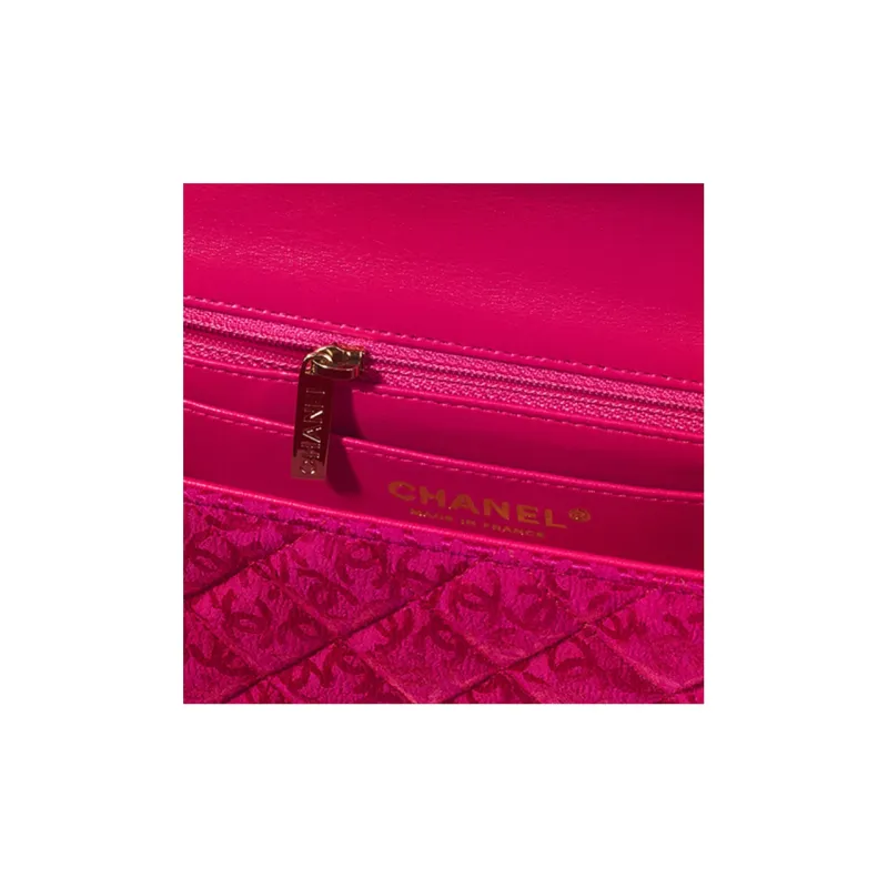 CHANEL Silk Jacquard Shoulder Bag, Crossbody Bag Mini Women's Dark Pink-2