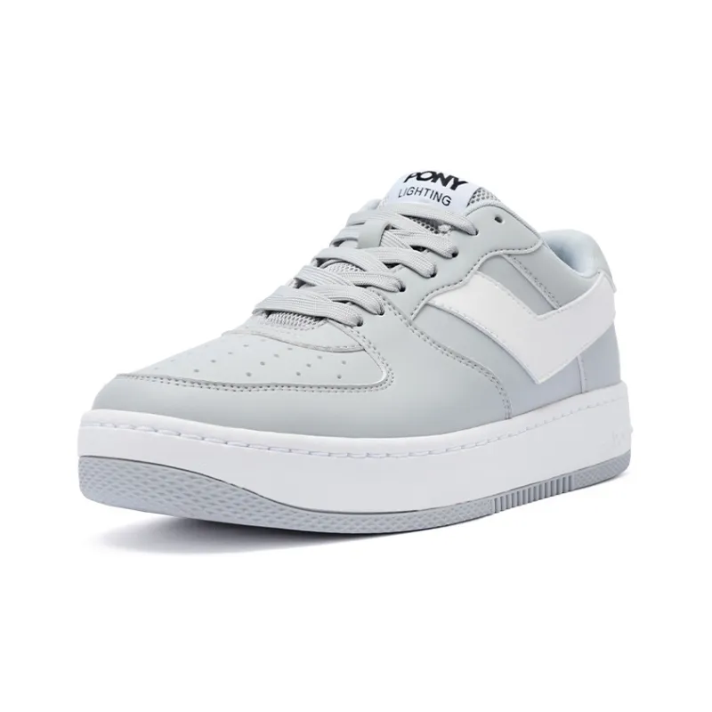 PONY LIGHTING Low Top Skateboard Shoes Unisex Gray White-2