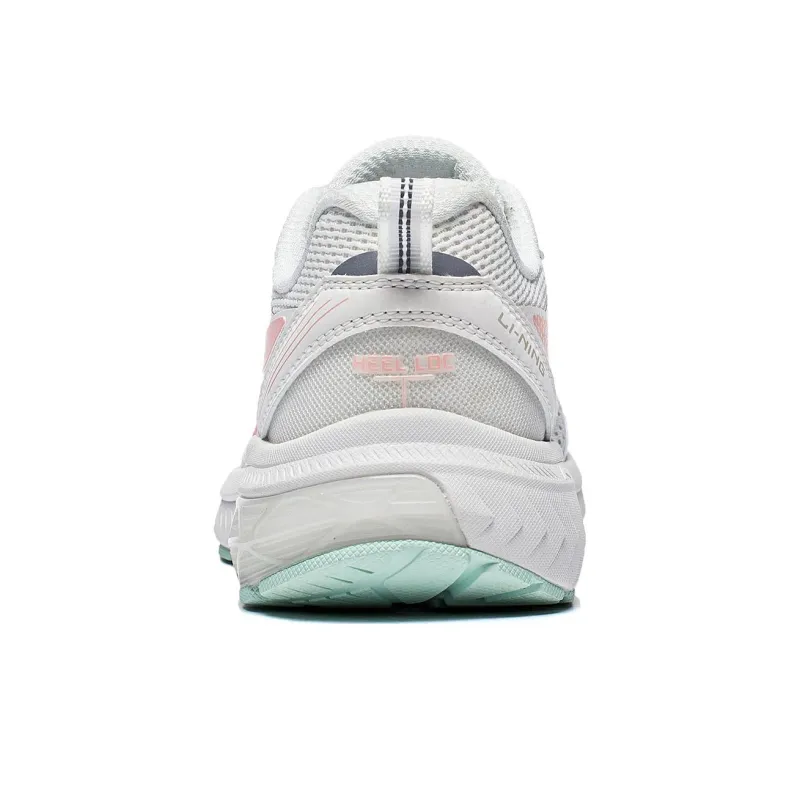 LiNing Chandelier Anti Slip And Wear Resistant Breathable Low Top Running Shoes Women's White Cyan Pink-5