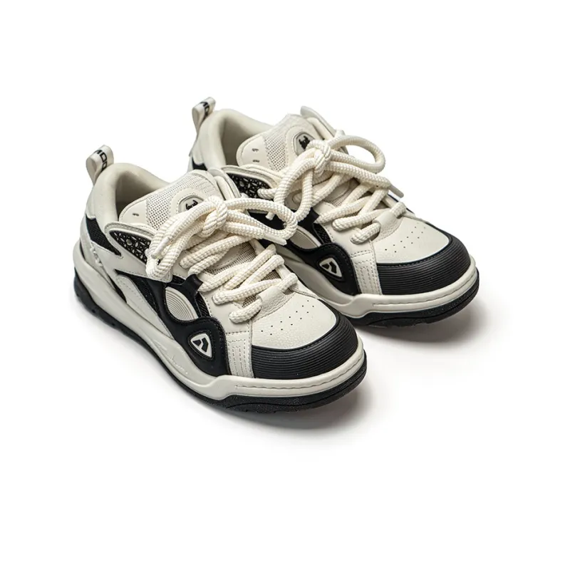 VAILMOON Blossoming Coin Radiance Stylish Skateboarding Shoes Unisex Black White-1