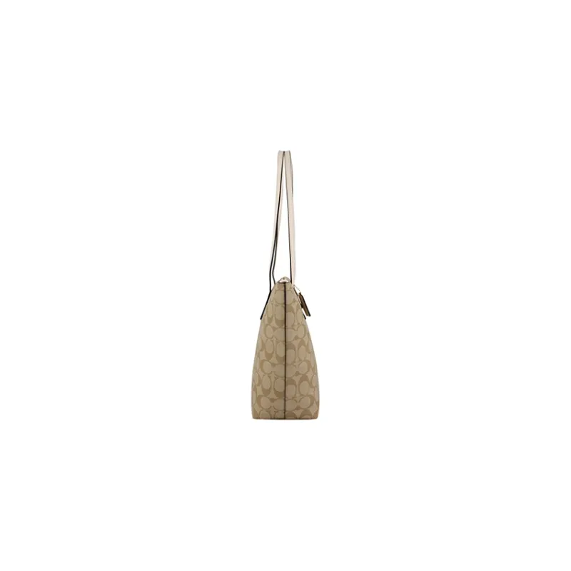 COACH Tote 30 Monogram Tote Shoulder Bag Women's Khaki White-17