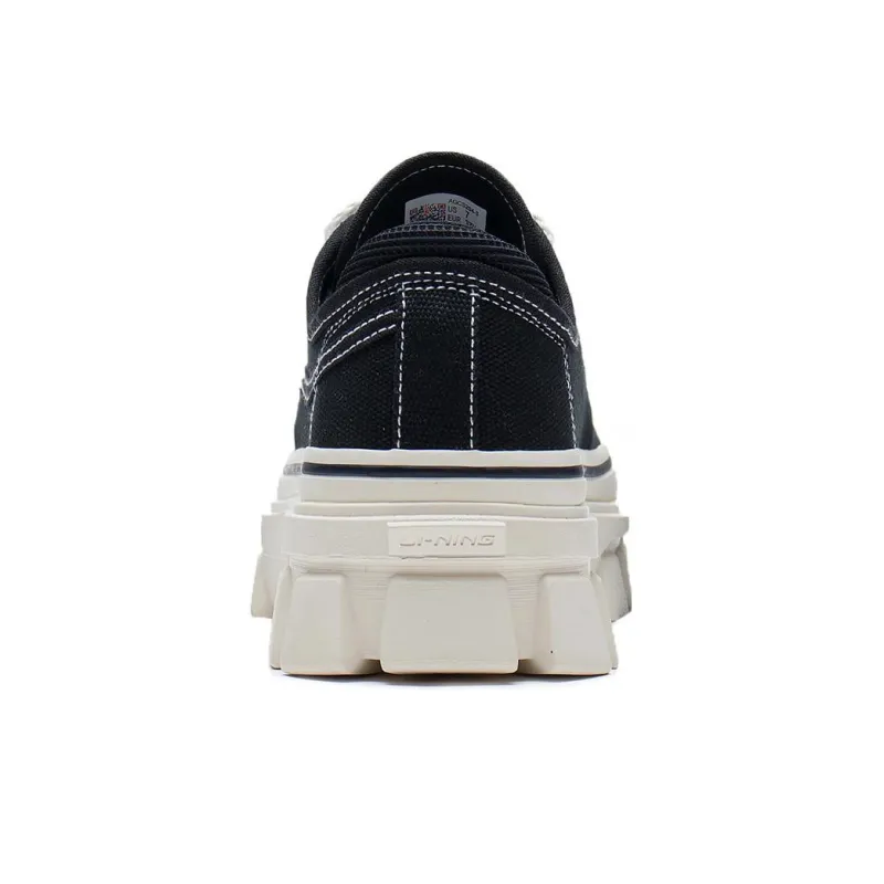 LiNing Anti Slip Wear Resistant Low Top Sports Casual Shoes Unisex Black White-5
