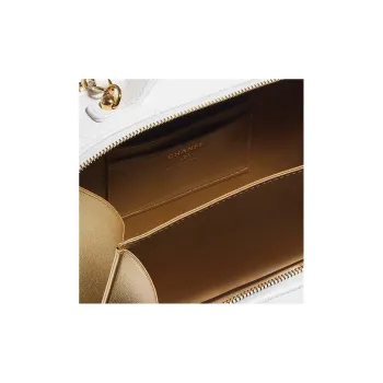 CHANEL Lambskin Box Bag, Makeup Bag, One Shoulder Handbag, Crossbody Bag Women's White