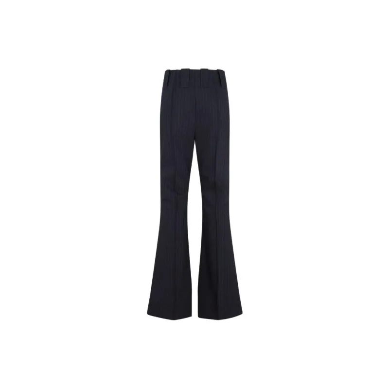 GANNI High Waist Pinstripe Flared Trousers-1