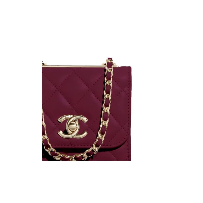 CHANEL Trendy CcWOC Sheepskin Chain Bag, Shoulder Bag, Crossbody Bag Mini Women's Burgundy-1