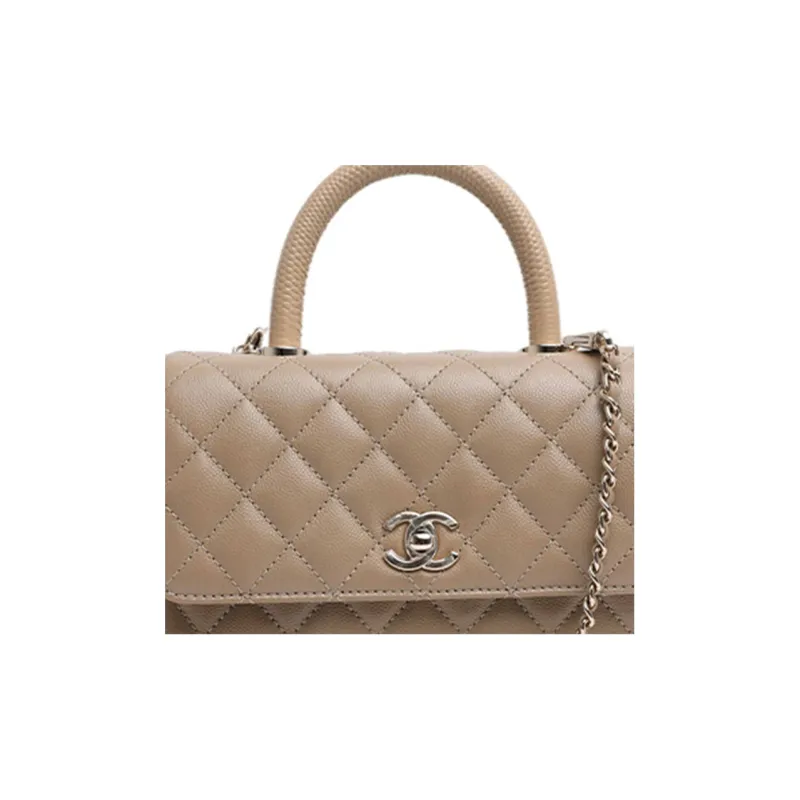 CHANEL Grain Calfskin Shoulder Bag, Handbag, Crossbody Bag Women's Beige-3