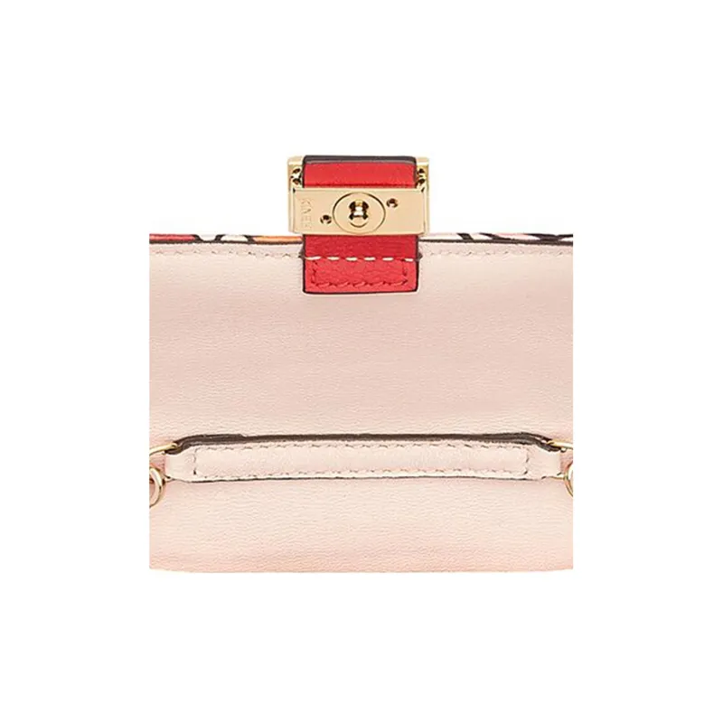 FENDI Baguette Satin Baguette Bag Coin Purses Shoulder Bag Crossbody Bag Extra Mini Women's Red Pink-4