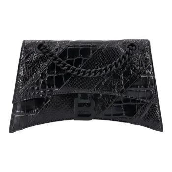 Balenciaga CRUSH Leather Handbags Shoulder Bags Women's Black