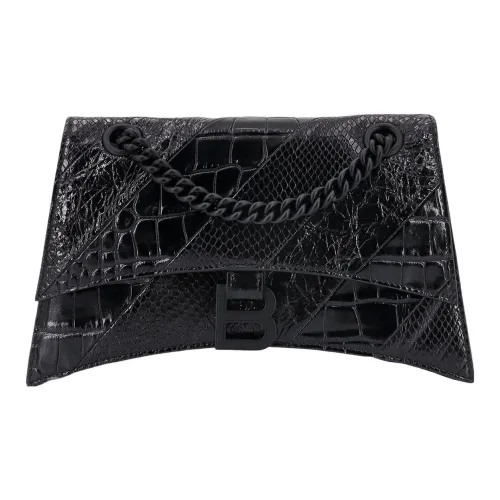 Balenciaga CRUSH Leather Handbags Shoulder Bags Women's Black