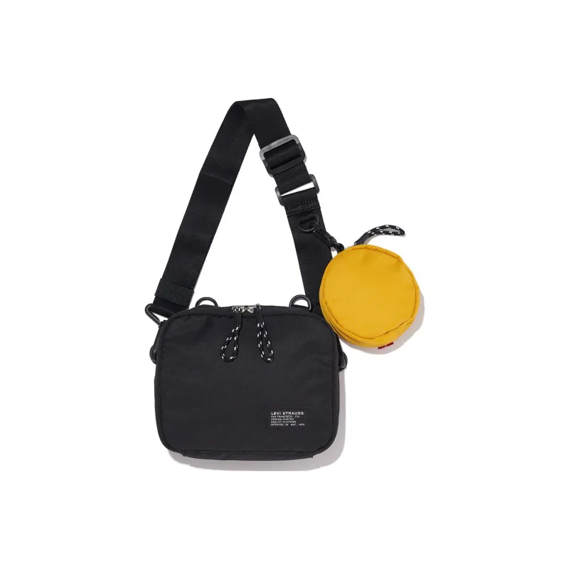 Levi's Polyester Shoulder Bag, Crossbody Bag Men's Black/Yellow Color-1