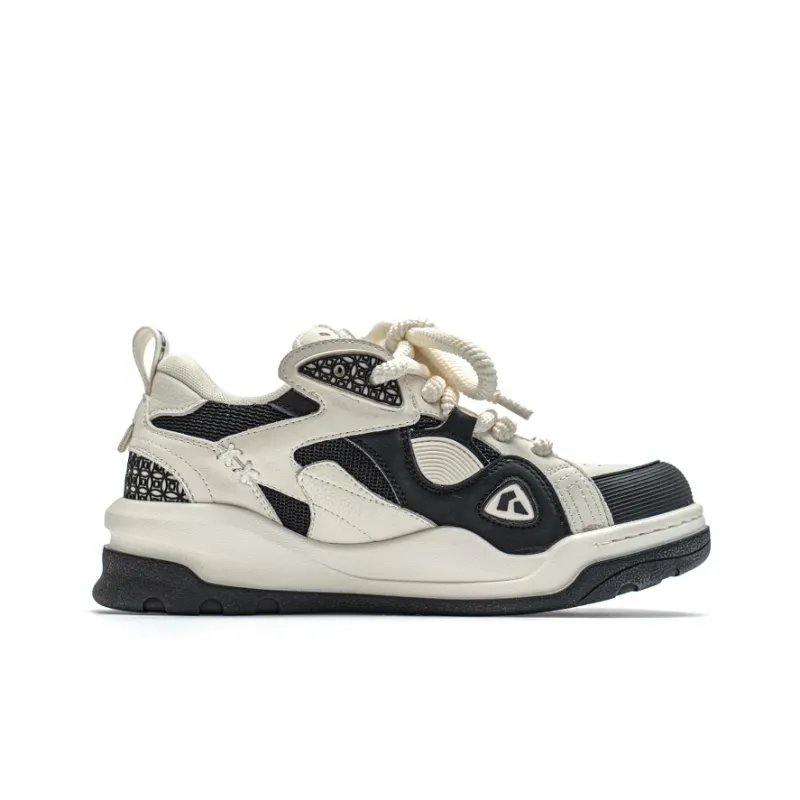 VAILMOON Blossoming Coin Radiance Stylish Skateboarding Shoes Unisex Black White-3