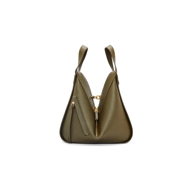 LOEWE Hammock Calfskin Hammock Bag Shoulder Bag Crossbody Bag Handbag Small Size Women's Dark Khaki Green-2