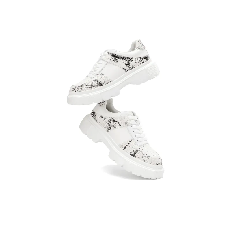 AOKANG Platform Shoes 3cm Women's White Black-4