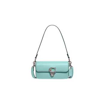 COACH Cow Leather Baguette Bag Handbag, Shoulder Bag Women's Light Blue