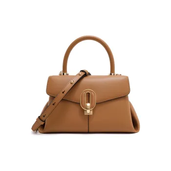 DILAKS Cow Leather Crossbody Handbag Trumpets Women's Caramel Brown