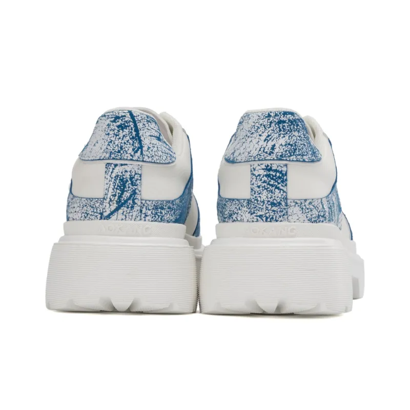 AOKANG Platform Shoes 3cm Women's White Blue-3