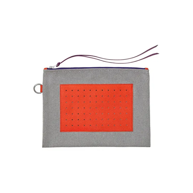 HERMES Sheepskin Cotton Clutch Small Size Women's Multicolor-2