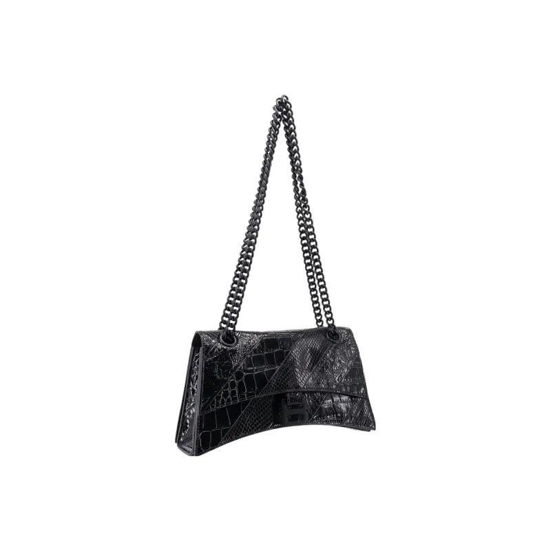 Balenciaga CRUSH Leather Handbags Shoulder Bags Women's Black-2