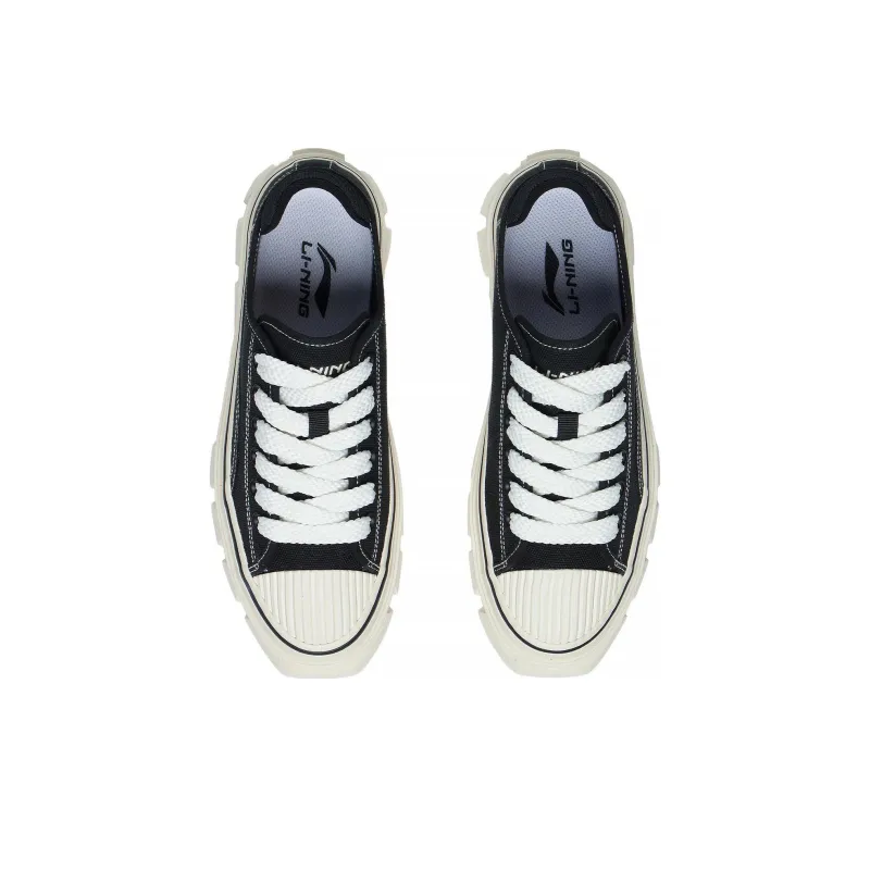 LiNing Anti Slip Wear Resistant Low Top Sports Casual Shoes Unisex Black White-3