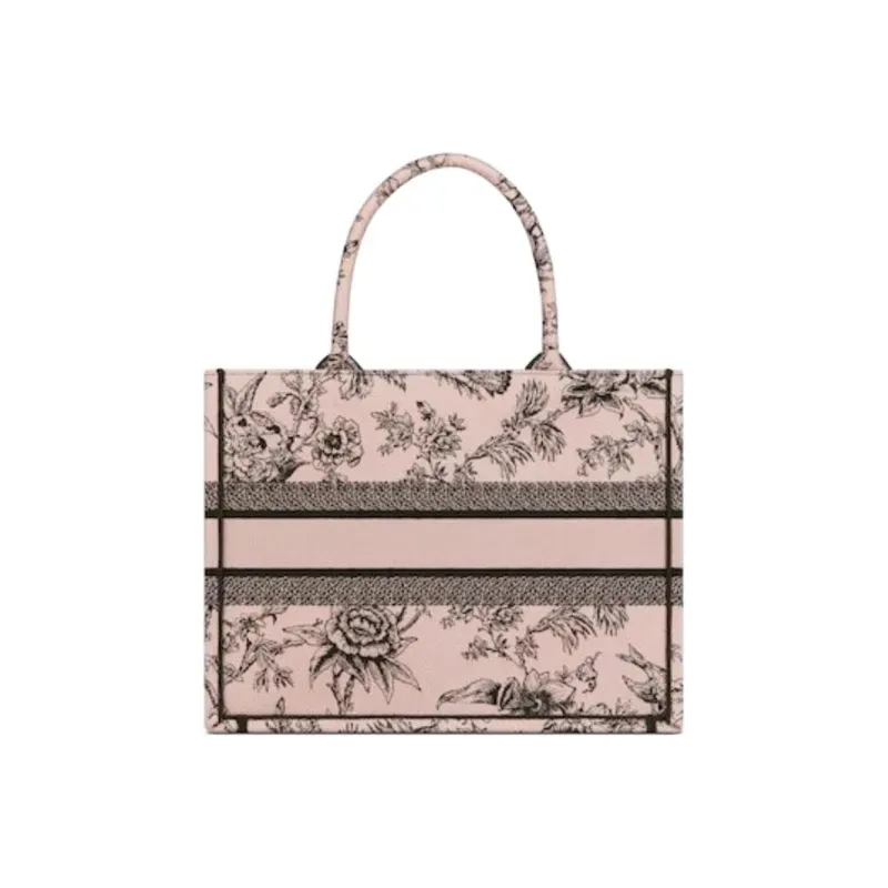 DIOR BookTote Embroidery Tote Bag Shopping Bag Handbag Medium Size Women's Rouge Pink-2