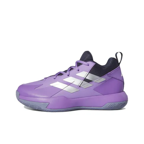 Adidas Cross Em Up Anti Slip Wear Resistant Low Top Basketball Shoes Women's Purple Silver