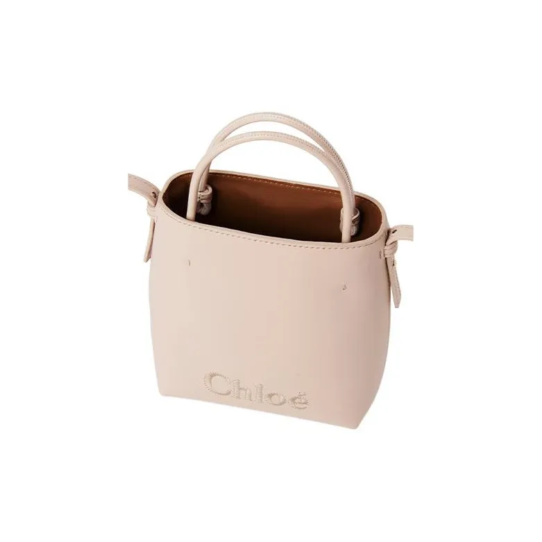 Chloe Shiny Calfskin Handbag, Shoulder Bag, Crossbody Bag Mini Women's Pink-2