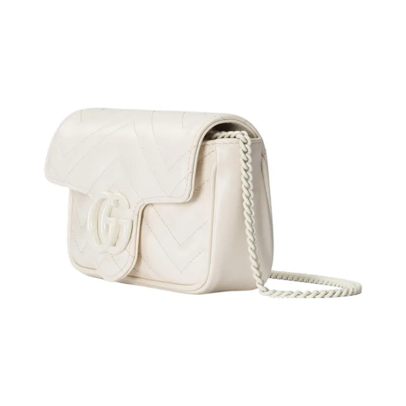 GUCCI GG Marmont Leather Shoulder Bag, Crossbody Bag Extra Mini Women's White-1