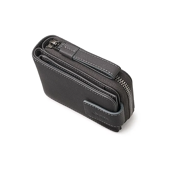 Jeep Top Grain Cow Leather Genuine Leather Leather Clip Wallet Card Holder Regular Men's Gray-1