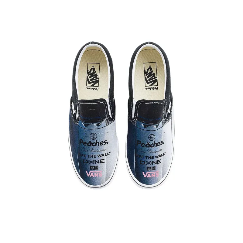 Slip On Peaches. One Universe X Classic Vans 'Black True White'-3