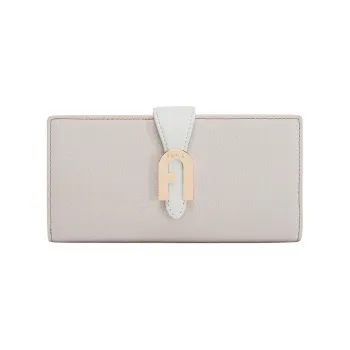 Furla Sofia Collection Grain Texture Leather Wallet Women's Soft White