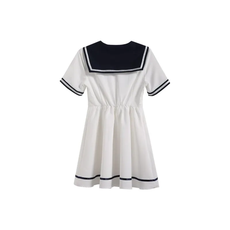 Linjou Short-Sleeved Dresses Women's White-1