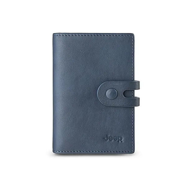 Jeep Cow Leather Leather Clip Wallet Card Holder Regular Men's Blue-3