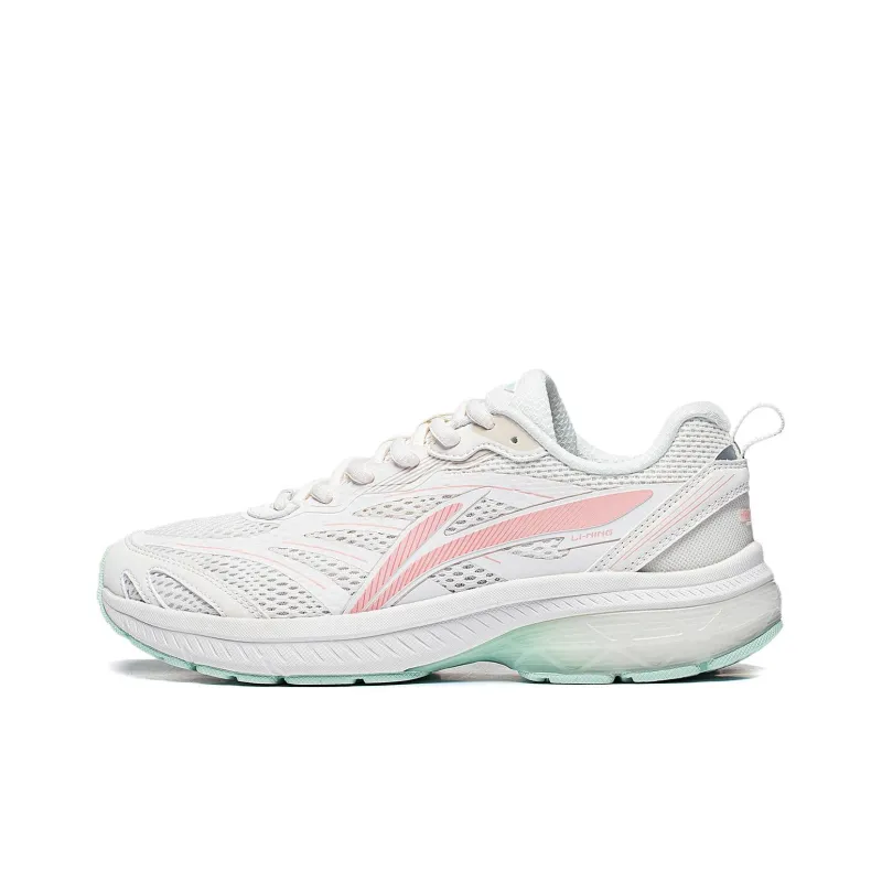 LiNing Chandelier Anti Slip And Wear Resistant Breathable Low Top Running Shoes Women's White Cyan Pink-0