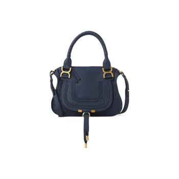 Chloe Marcie Grain Calfskin Shoulder Bag, Crossbody Bag, Handbag Trumpets Women's Marine Blue