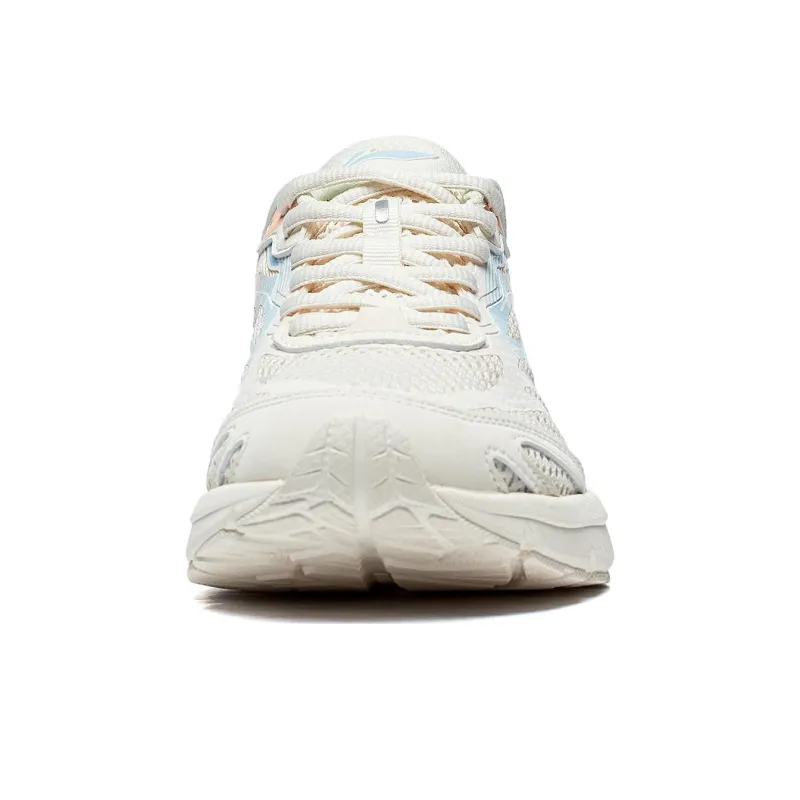 LiNing Chandelier Cushioned Slip Resistant Breathable Low Top Running Shoes Women's Beige Blue Pink-4