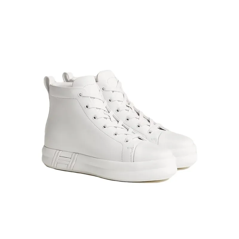 HERMES Happiness High Top Stylish Skateboarding Shoes Women's White-3