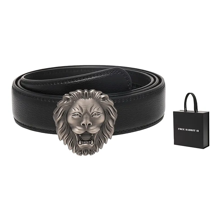 FREE RABBITⅡ 3D Effect Lion Hip Hop Belt With Automatic Buckle Men's Width  3.5cm-2