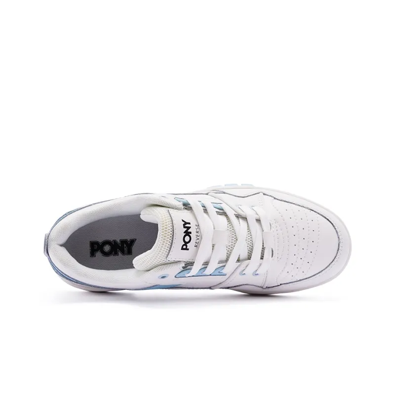 PONY Reverse Low Top Skateboard Shoes Unisex White Blue-2