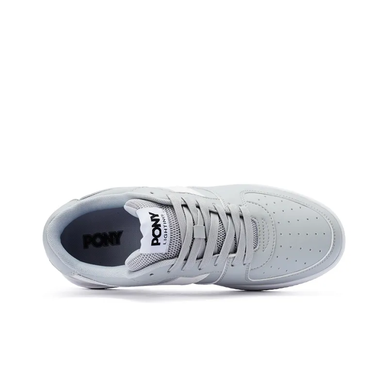 PONY LIGHTING Low Top Skateboard Shoes Unisex Gray White-3
