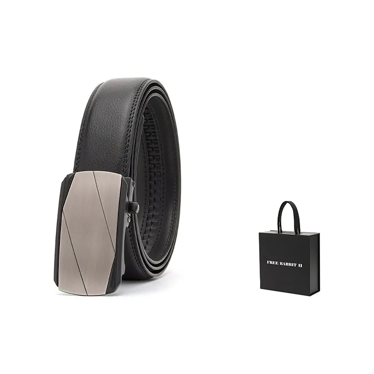 FREE RABBITⅡ Business Belt Trimming Automatic Buckle Cow Leather Leather Belts Men's Width  3.5cm-9