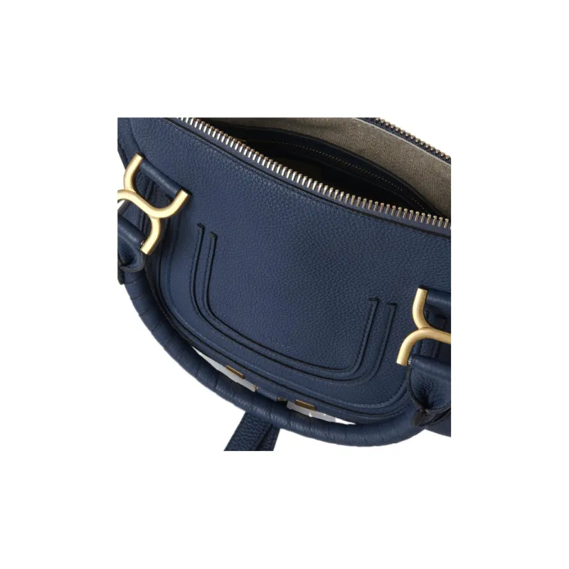 Chloe Marcie Grain Calfskin Shoulder Bag, Crossbody Bag, Handbag Trumpets Women's Marine Blue-2