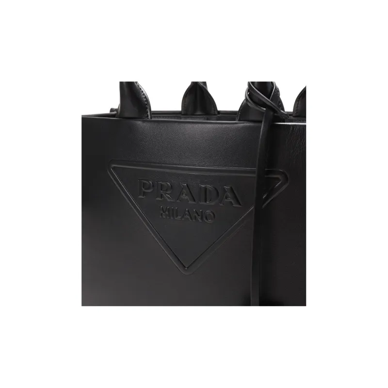 PRADA Leather Tote Bag Shopping Bag Crossbody Bag Shoulder Bag Regular Women's Black-8