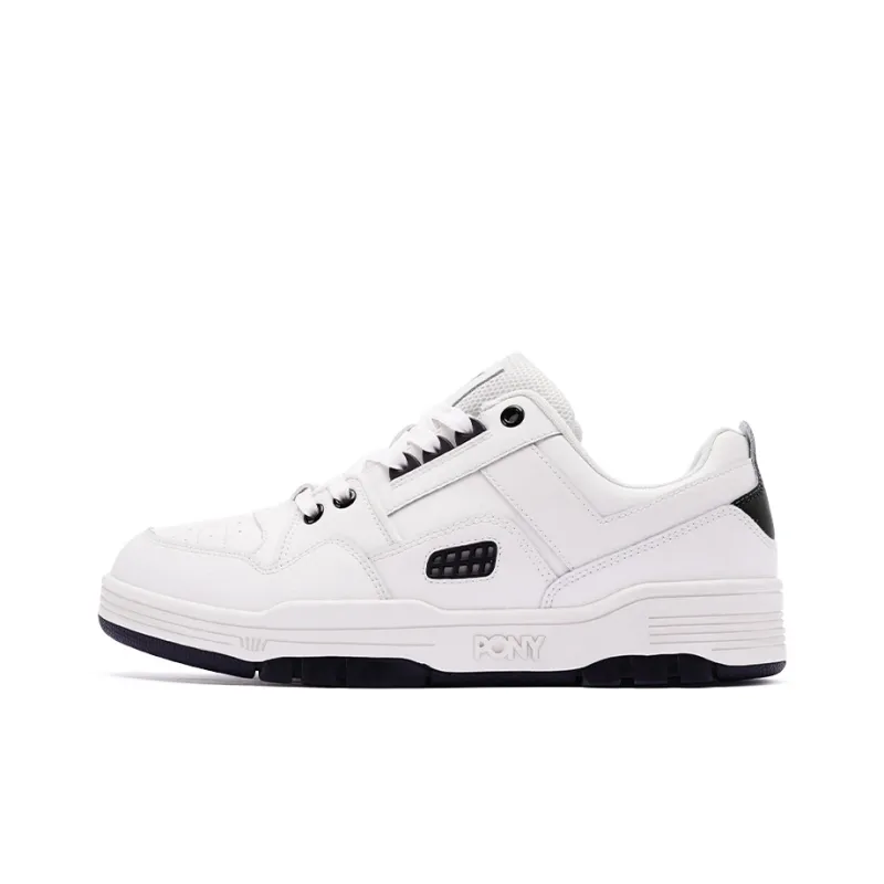 PONY Reverse Wrapping Anti Slip Shock Absorbing And Wear Resistant Low Top Skateboard Shoes Unisex Black White-0