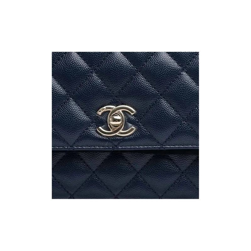CHANEL Coco Handle Caviar Calfskin Handbag, Shoulder Bag, Crossbody Bag Women's Dark Blue-3