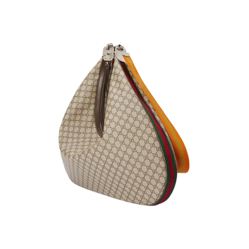 GUCCI Attache Canvas With Leather Crescent Bag Messenger Bag Portable Crossbody Bag Shoulder Bag Men's Brown-2
