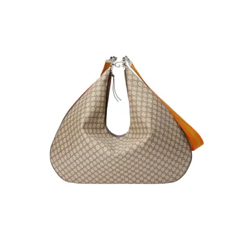 GUCCI Attache Canvas With Leather Crescent Bag Messenger Bag Portable Crossbody Bag Shoulder Bag Men's Brown
